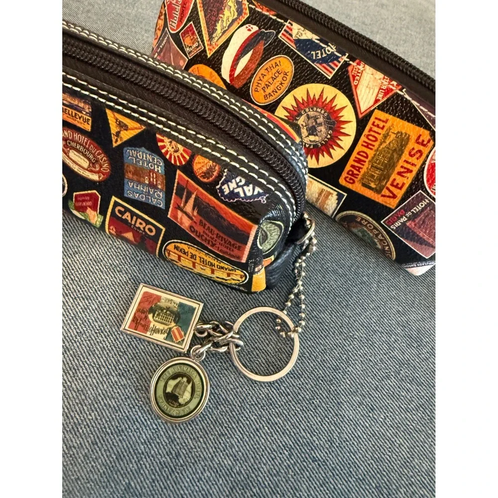 Sydney Love 'Vintage' Travel Hotel Luggage Label Print Wristlet Pouch Keychain 2